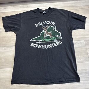 Vintage Deer Hunting Buck T Shirt L‎ Single Stitch Stedman Belvoir Bowhunters
